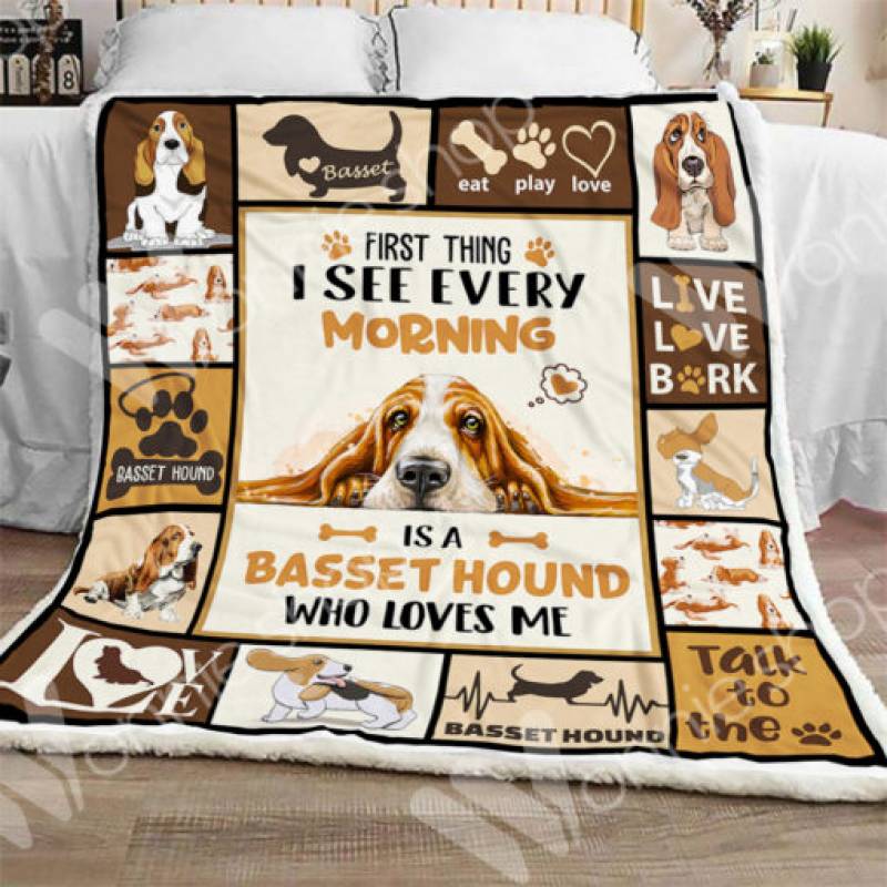 Basset Hound Dog Sherpa Blanket NOV1903 95O47