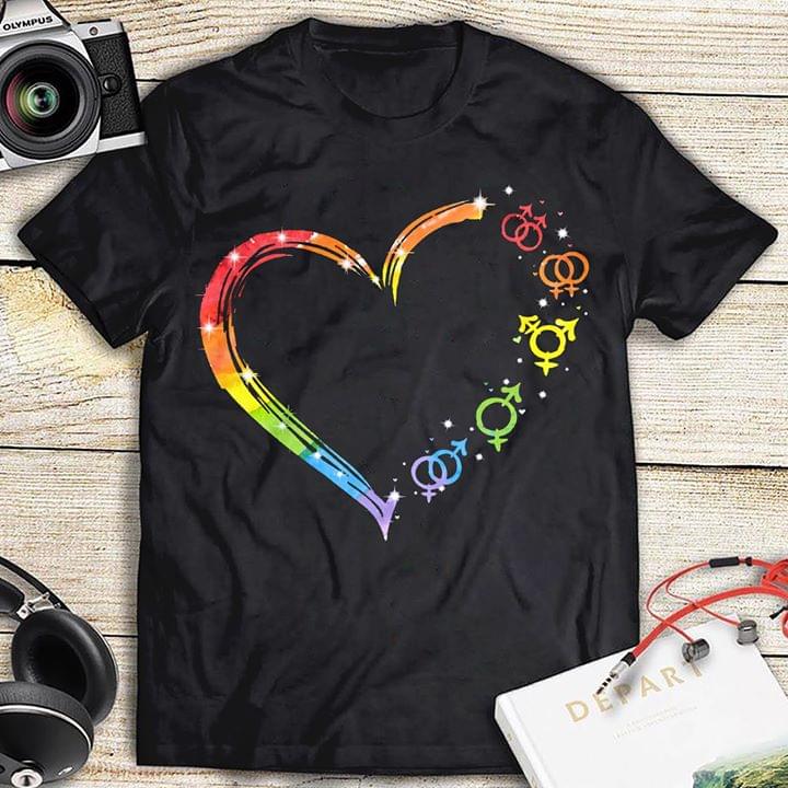 Lgbtq Pride Supporter Heart Shape Symbol Cotton T Shirt