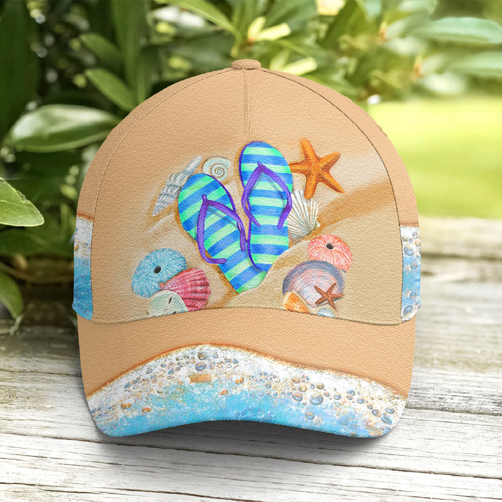 Flip Flop Beach Vector Art Baseball Cap Coolspod