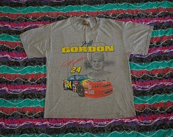 Vintage T Shirt Nutmeg Mills Jeff Gordon #24 Dupont Racing  L 1996 Nascar Season Spellout 90s 4403