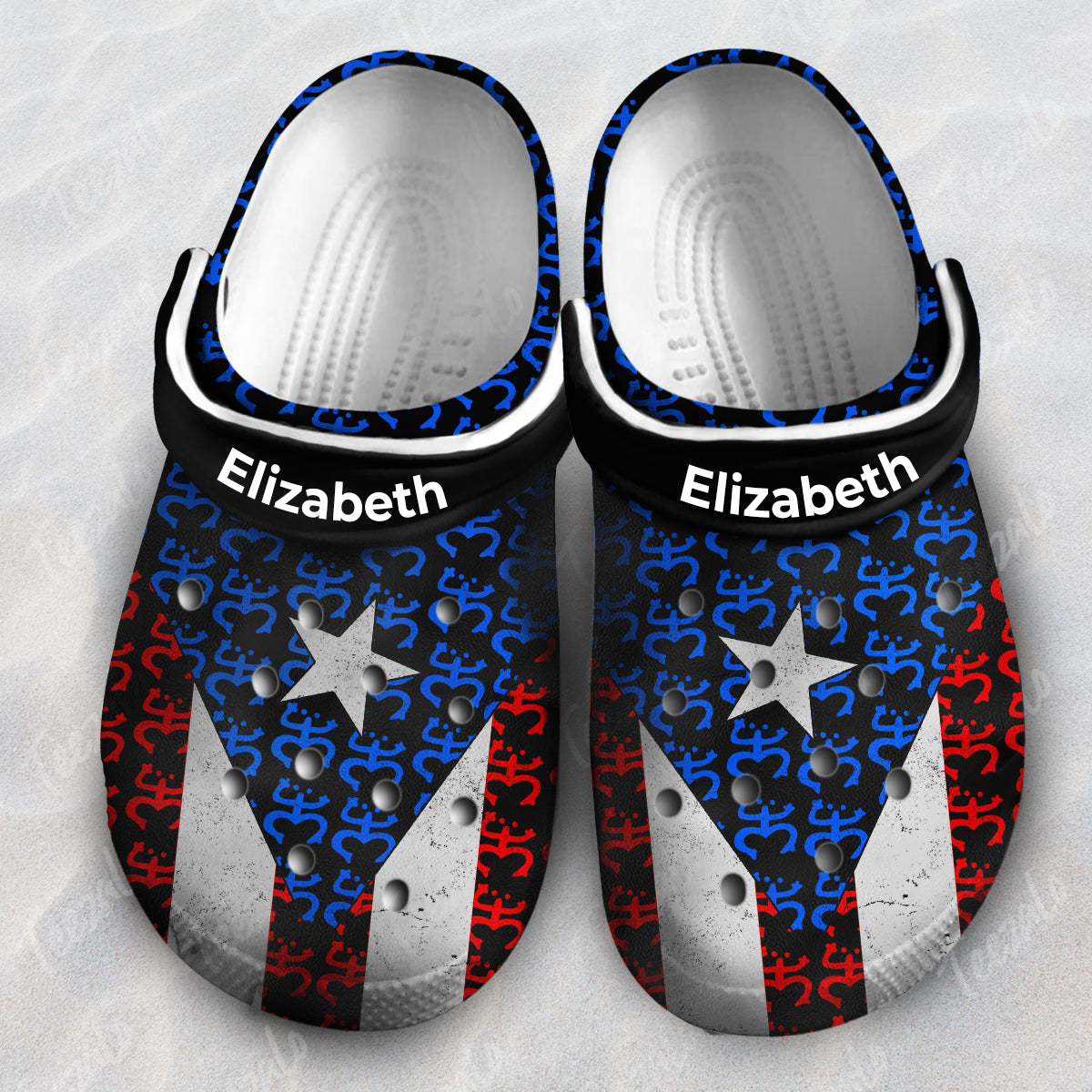 Symbols In Puerto Rico Flag Personalized Clogs Shoes