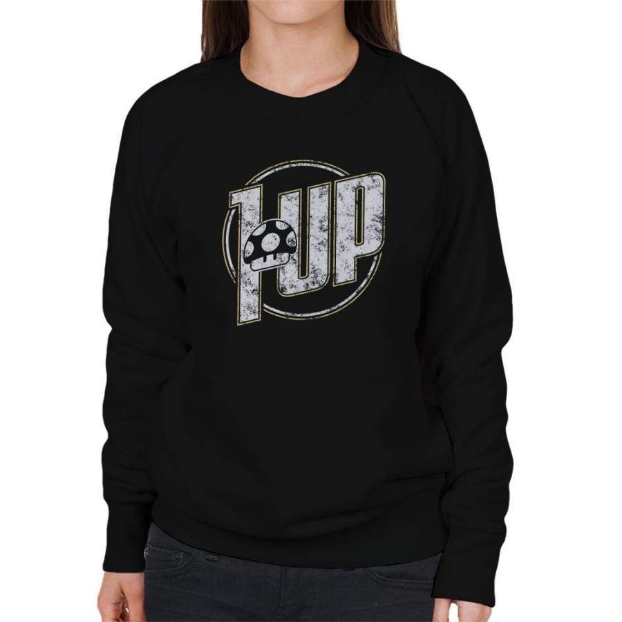 Super Mario 1 Up 7Up Logo Women’s Sweatshirt