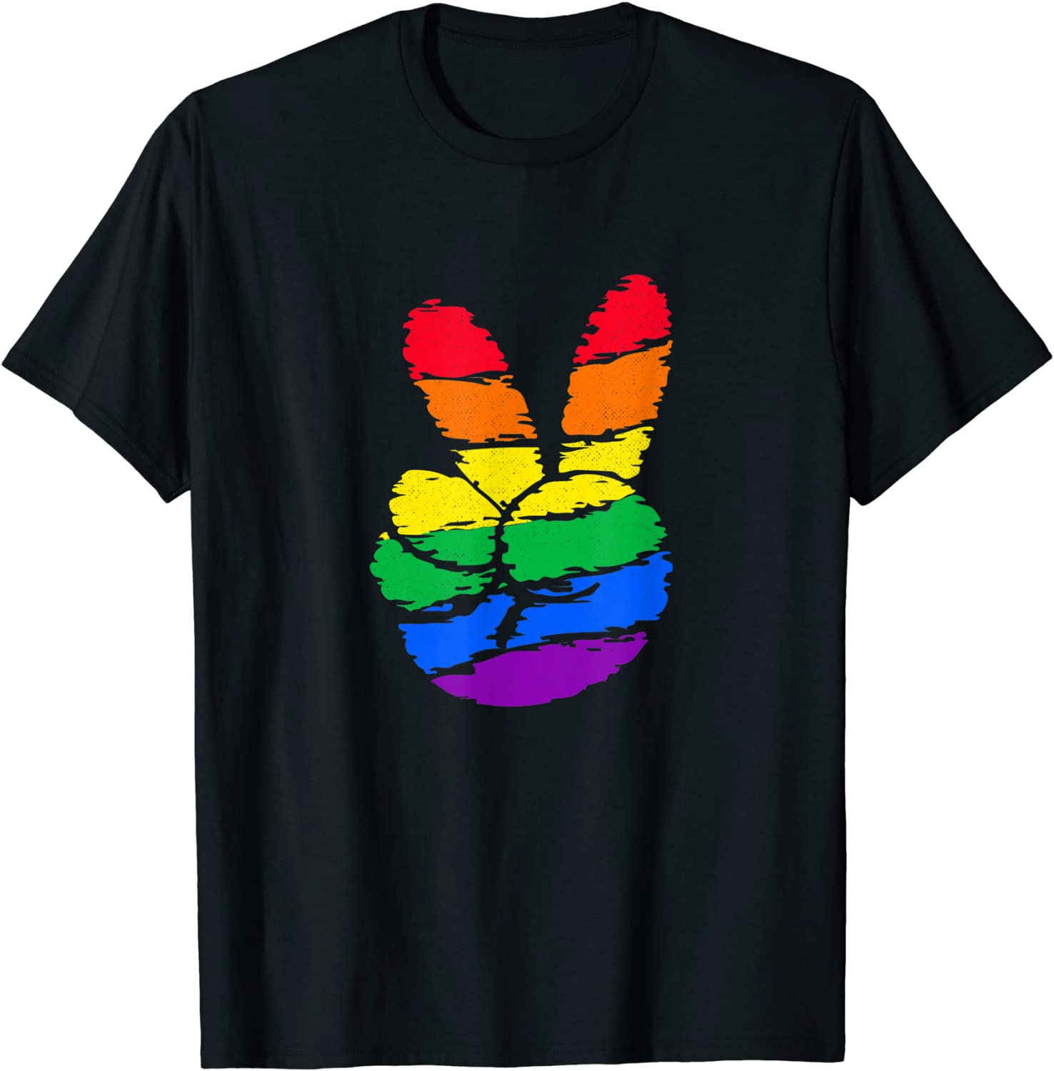 Hand Peace Symbol Colorful Peace Sign Rainbow Hippie Lgbt T Shirt