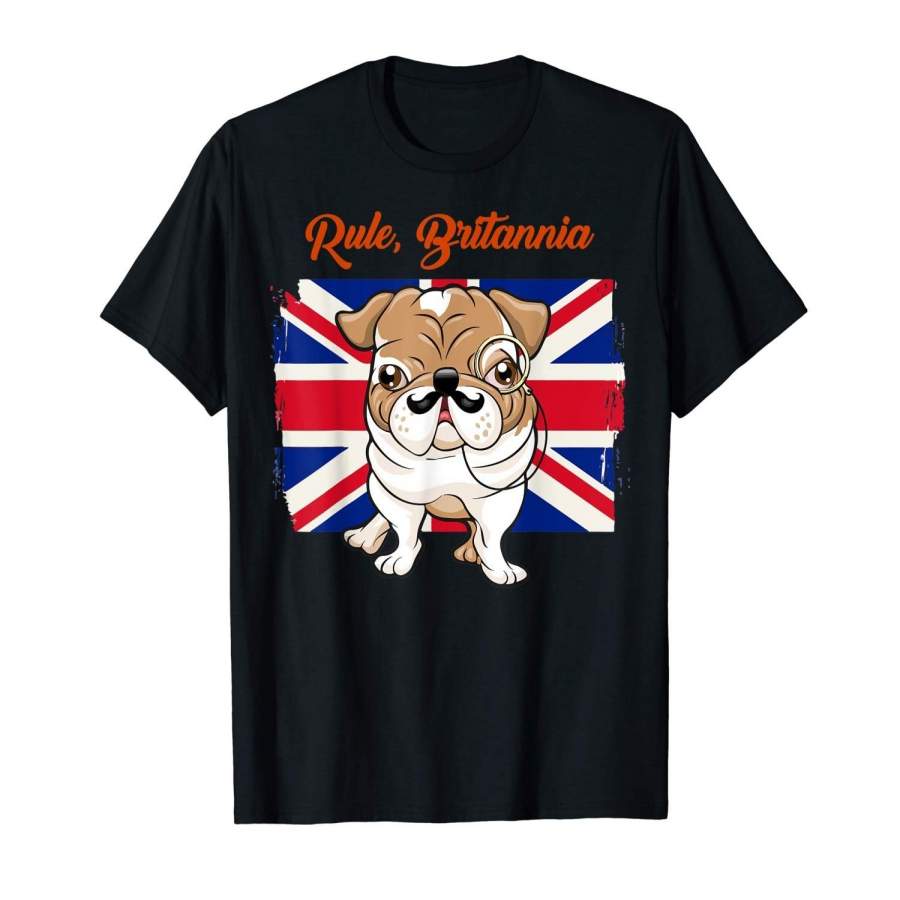 Unisex Cotton T Shirts Pug Dog England Flag Men Cotton T-Shirt