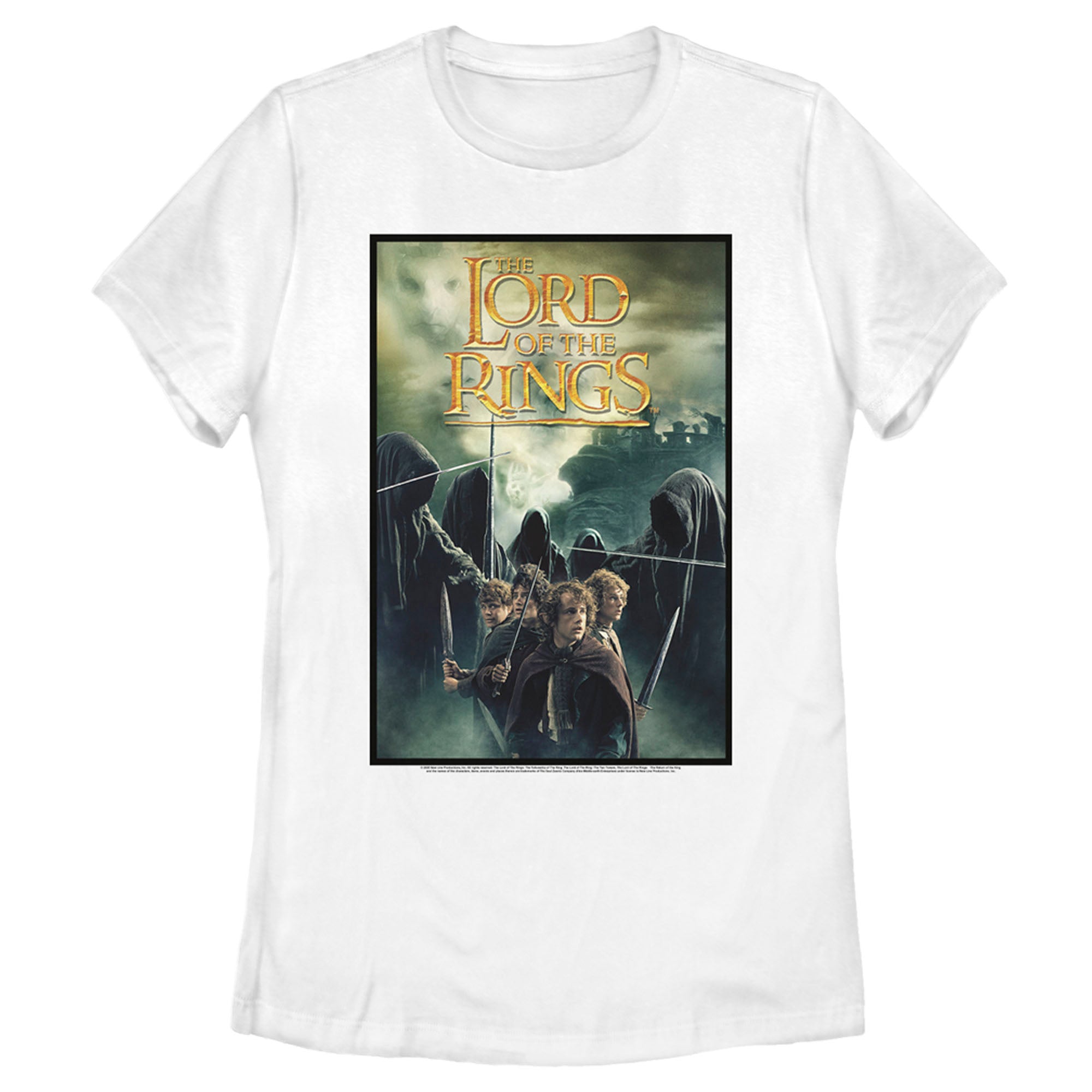 The Lord Of The Rings Women’S Fellowship Of The Ring Four Hobbits Movie Poster  T-Shirt