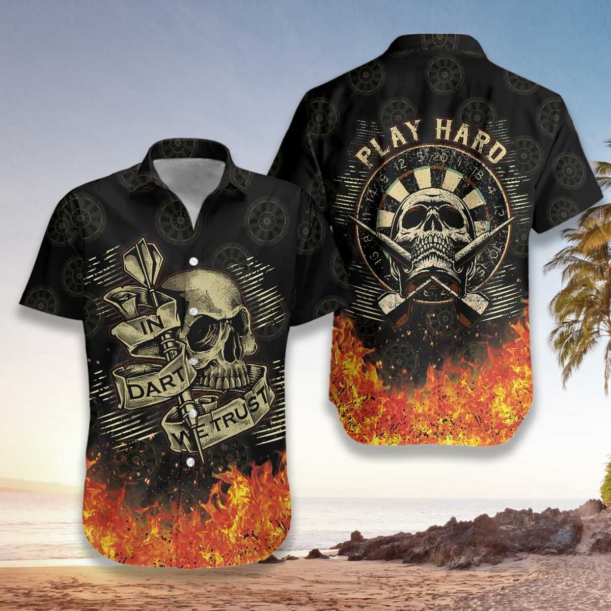 Felacia In Dart We Trust Flame Skull Hawaii Aloha Ha37588