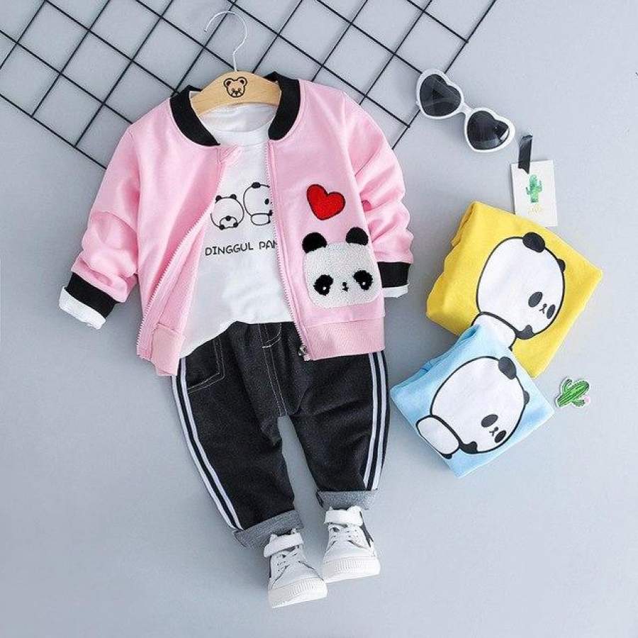 Pandas Clothes Set 3PCS (Jacket+T-shirt Long Sleeve+Pants)