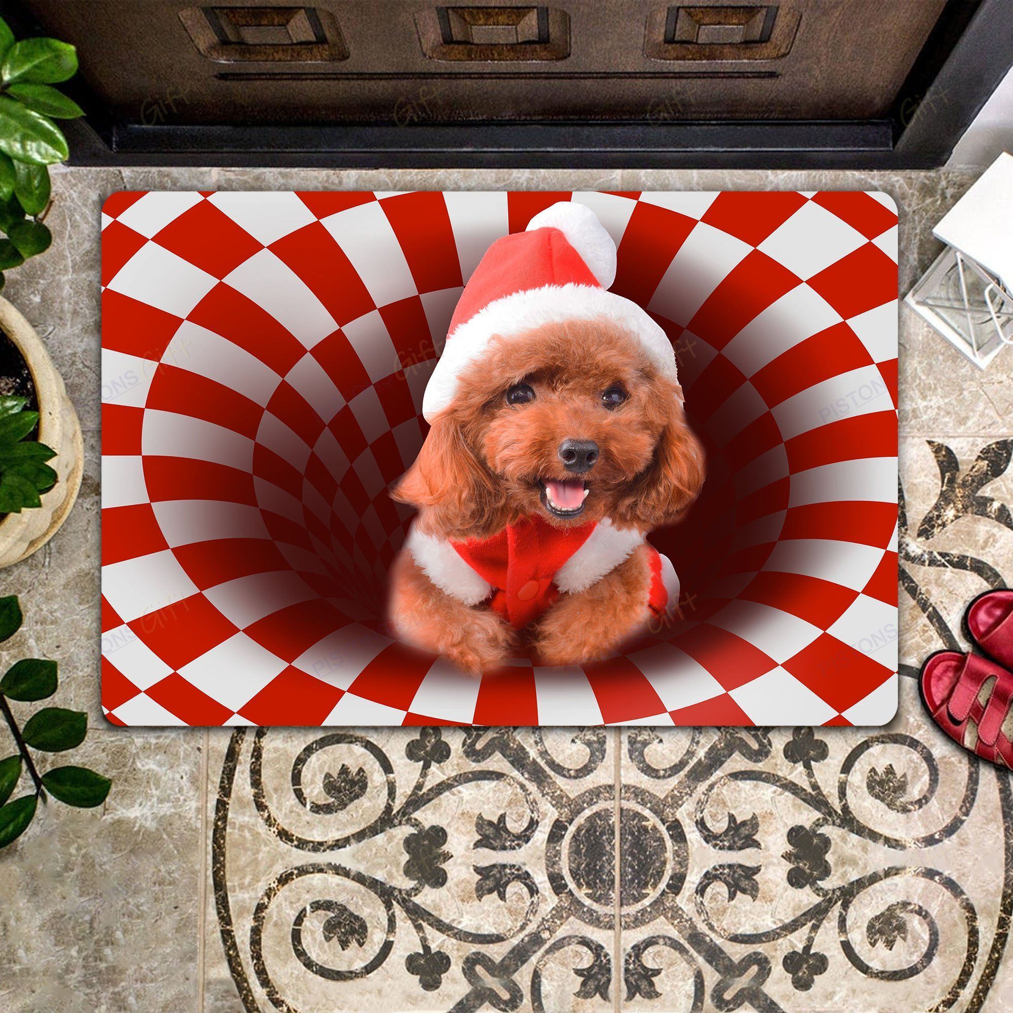 Poodle Christmas All Over Printing Doormat