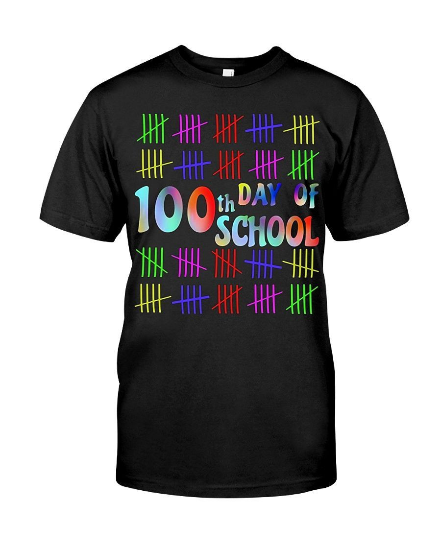 Count 100 Days Of School With Fun Rainbow Hash Marks And Celebrate 100Th Day Great Shirt