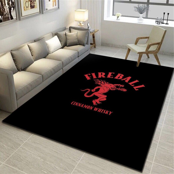 Fireball Cinnamon Whisky Logo Inspired Area Rug, Living Room Bedroom Carpet, Floor Mat