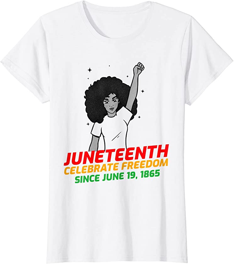 Womens Juneteenth Melanin Black Women Natural Hair Afro T-Shirt