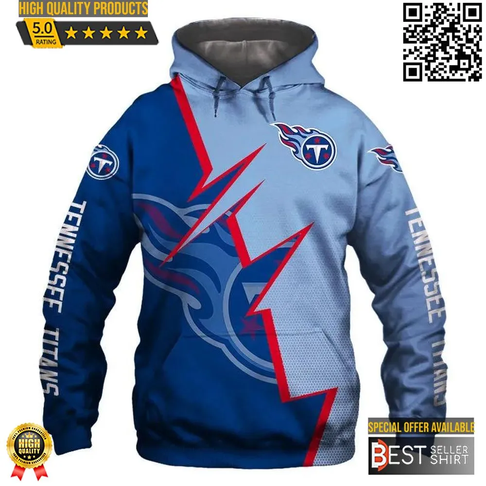 Tennessee Titans Logo 3D Hoodie Football Jersey 3D Zigzac Graphic