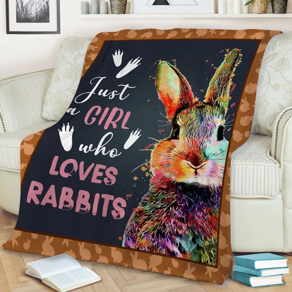 Rabbit Just Girl Who Loves Rabbits Sherpa Fleece Blanket AC