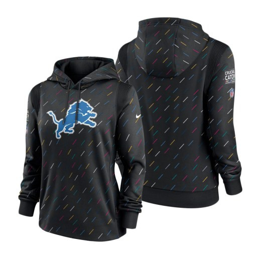 Women’S Detroit Lions Anthracite 2021 Crucial Catch Therma Pullover Hoodie