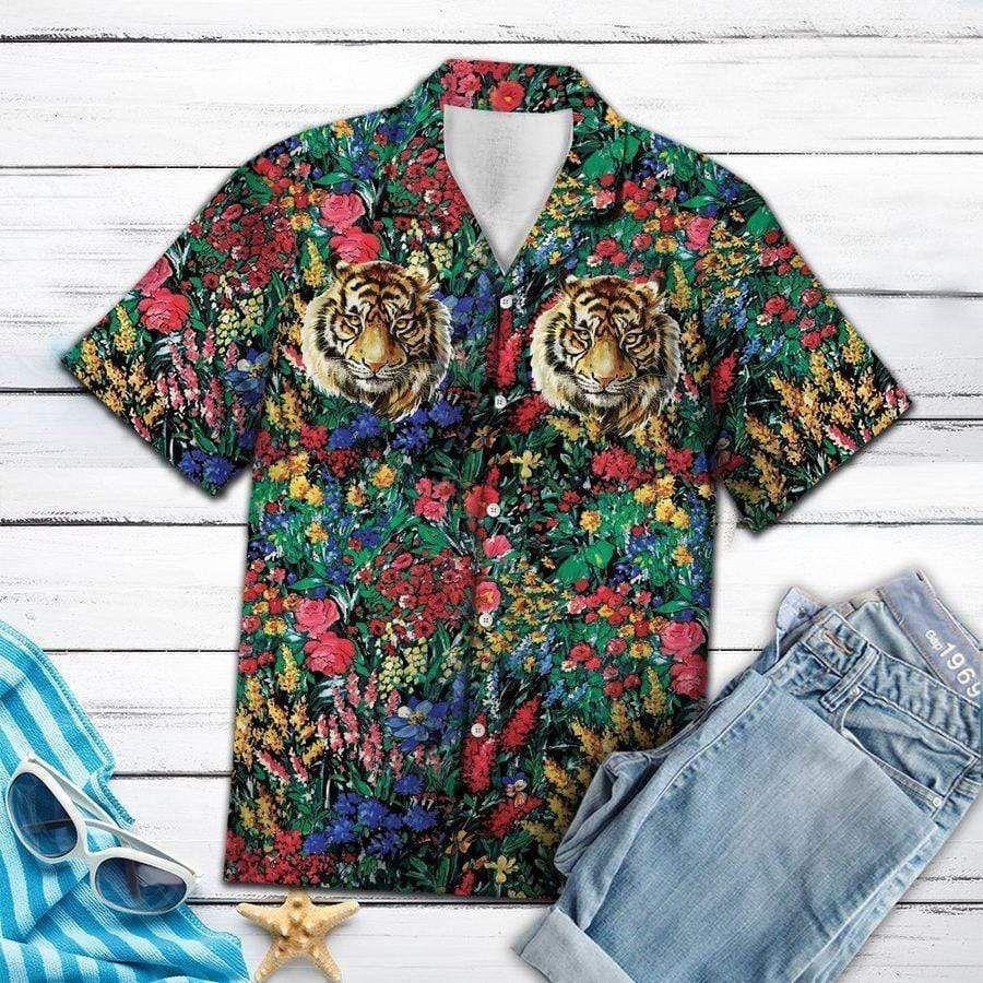 Beach Shirt Discover Cool Tiger Flowers Hawaiian Shirts V