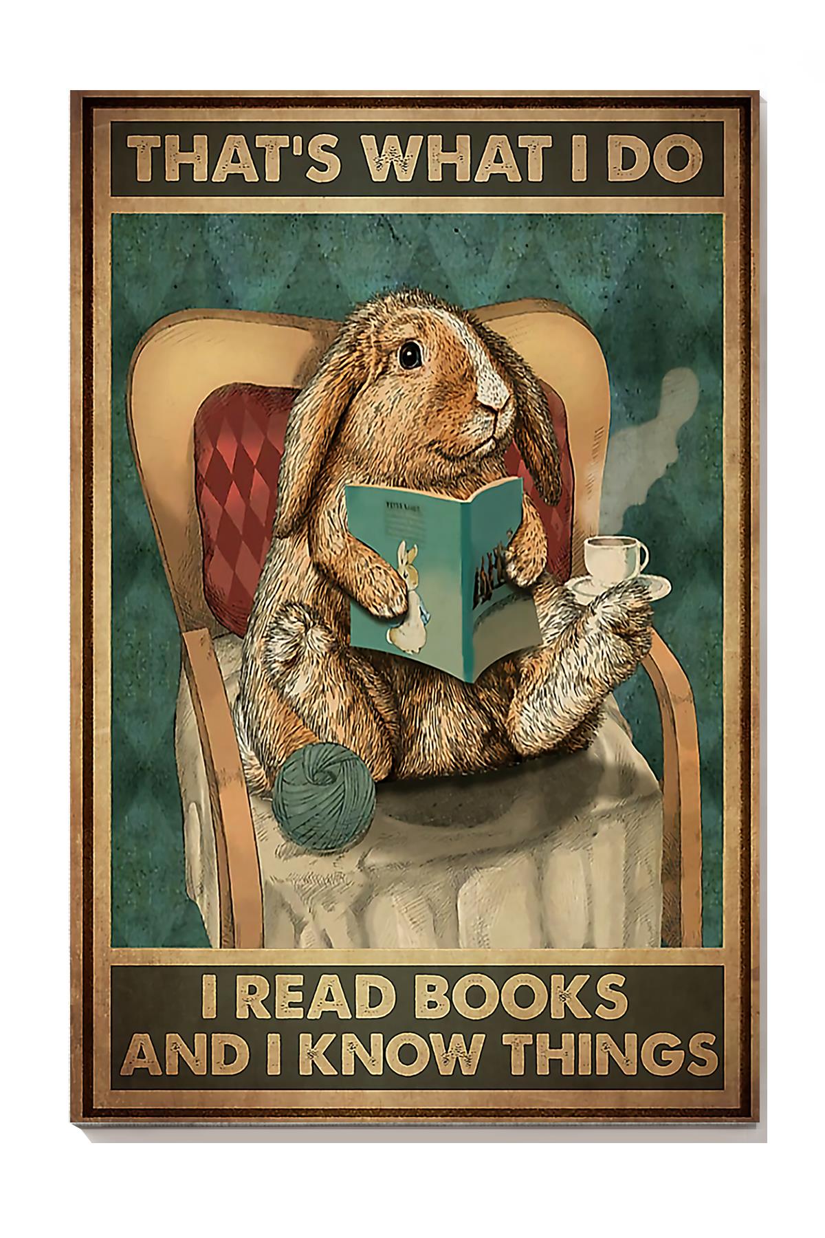 That’S What I Do Read Books And Know Things Rabbit Wall Art For Home Decor Wrapped Canvas