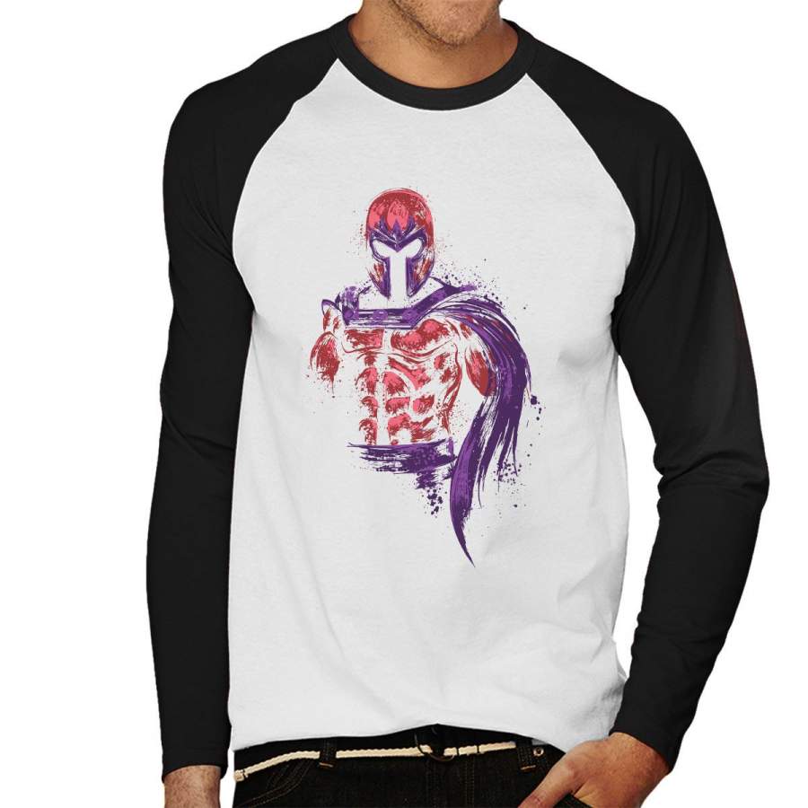 X Men Magnetic Warrior Magneto Men’s Baseball Long Sleeved T-Shirt