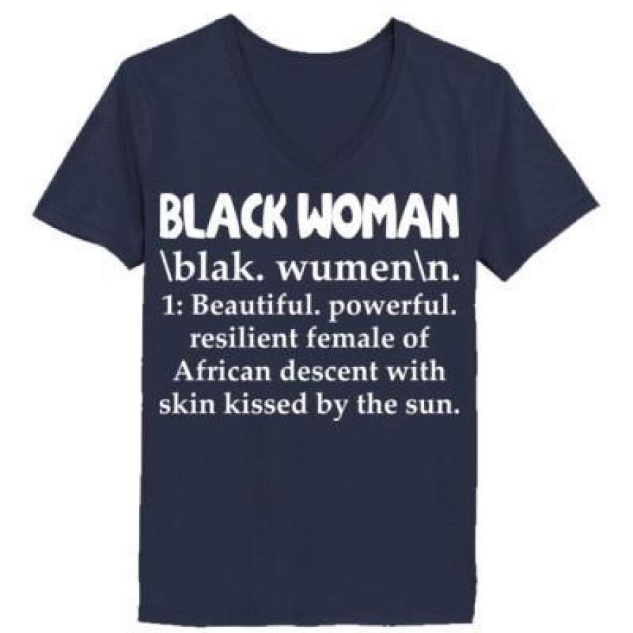 AGR Black Woman Blak Women Beautiful Powerful – Ladies’ V-Neck T-Shirt