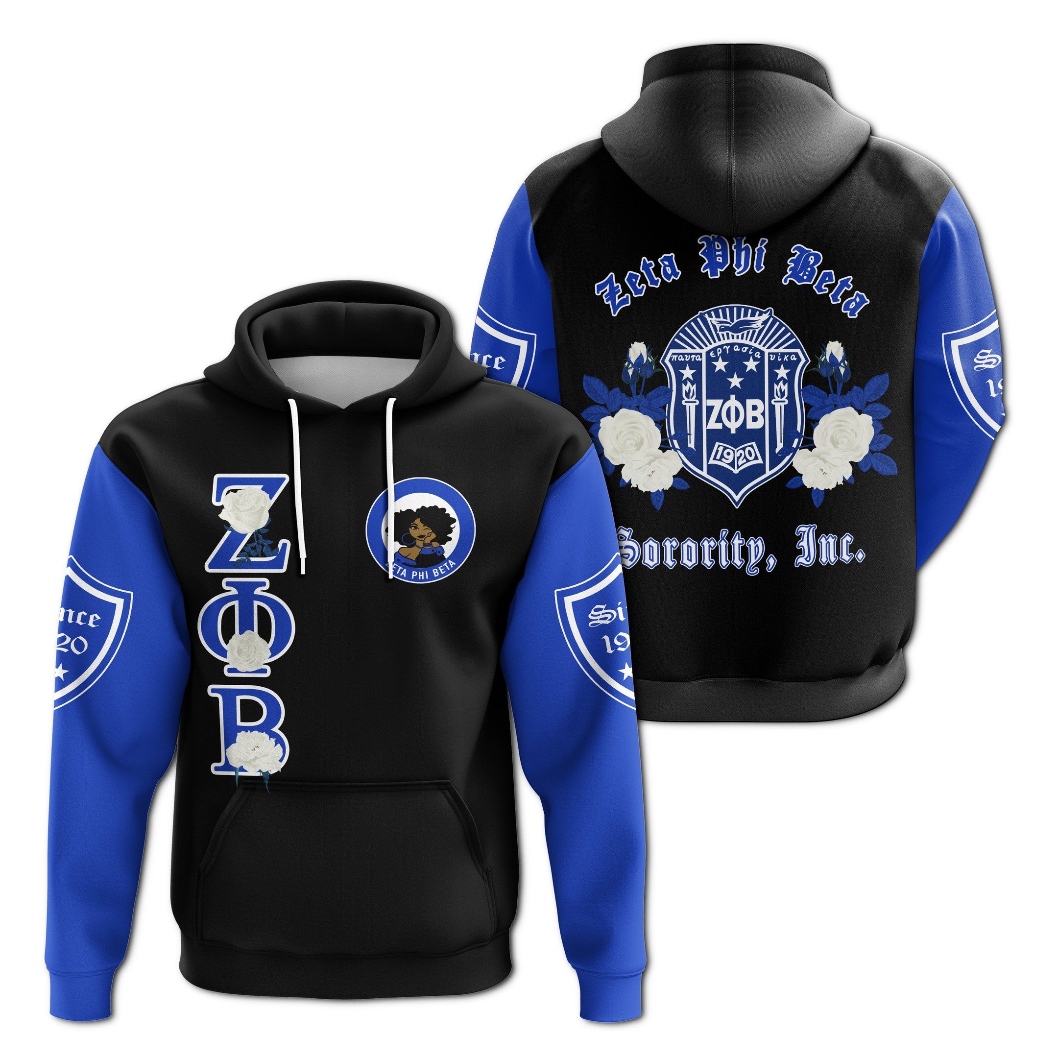 Sorority Hoodie – Zeta Phi Beta White Rose Pullover Hoodie