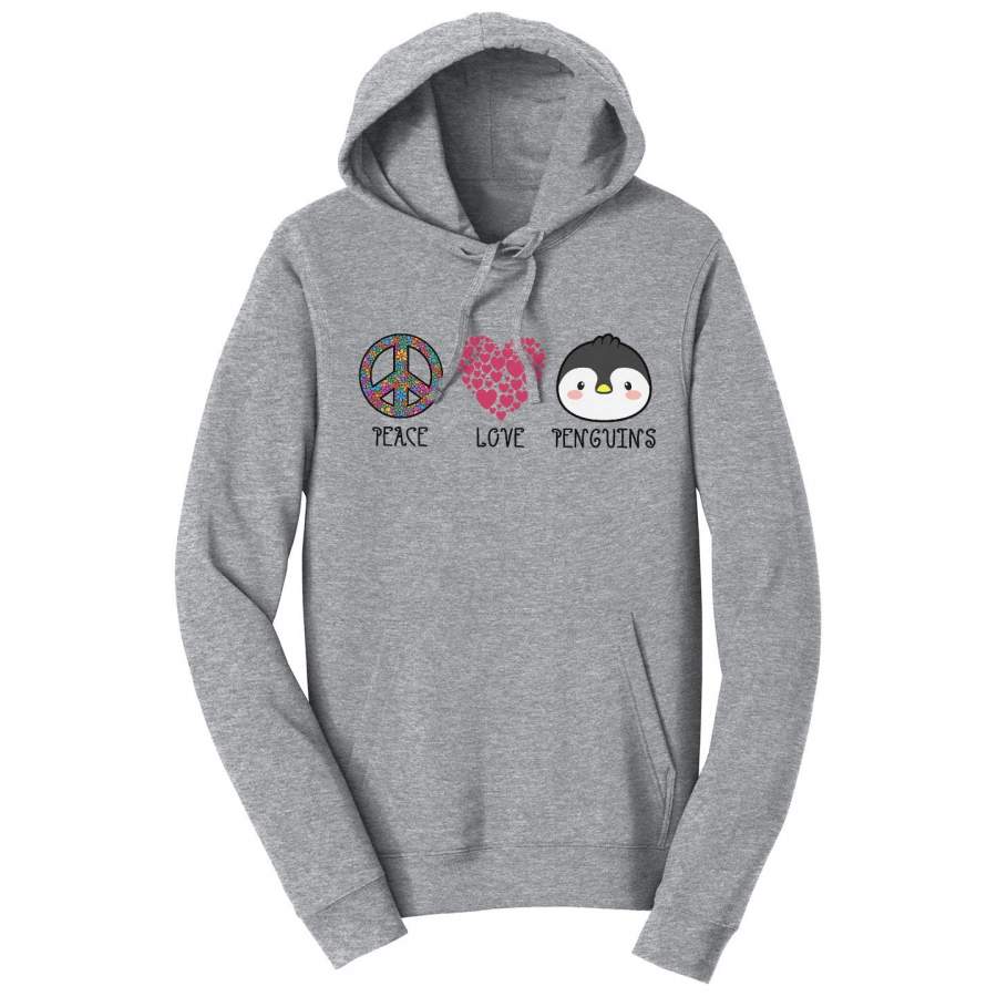 Peace Love Penguins – Adult Unisex Hoodie Sweatshirt