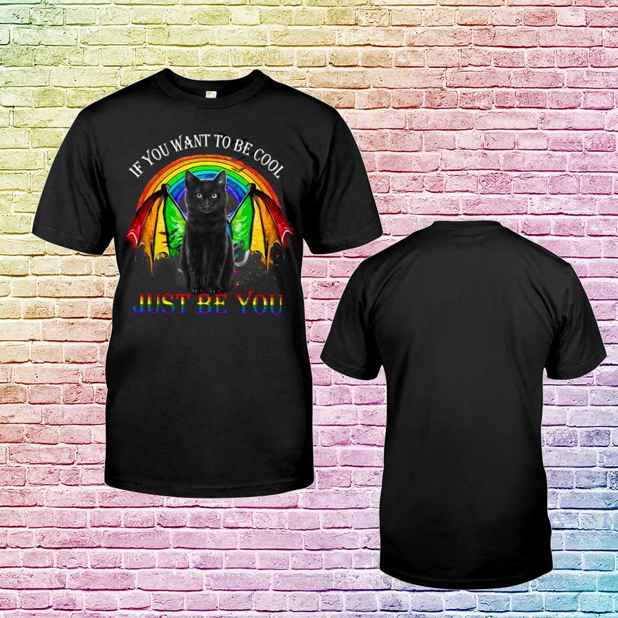 Pride Shirt For Gay Man, Lgbt Black Cat Just Be You T-Shirt Lesbian Gift For Pride Month