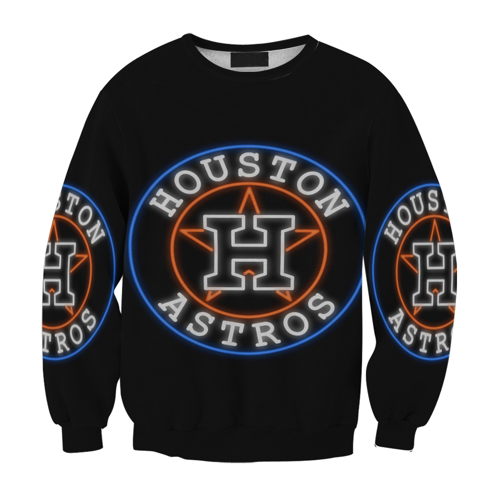 Houston Astros Emblem Neon Light Gift For Fan 3D Full Printing Sweatshirt