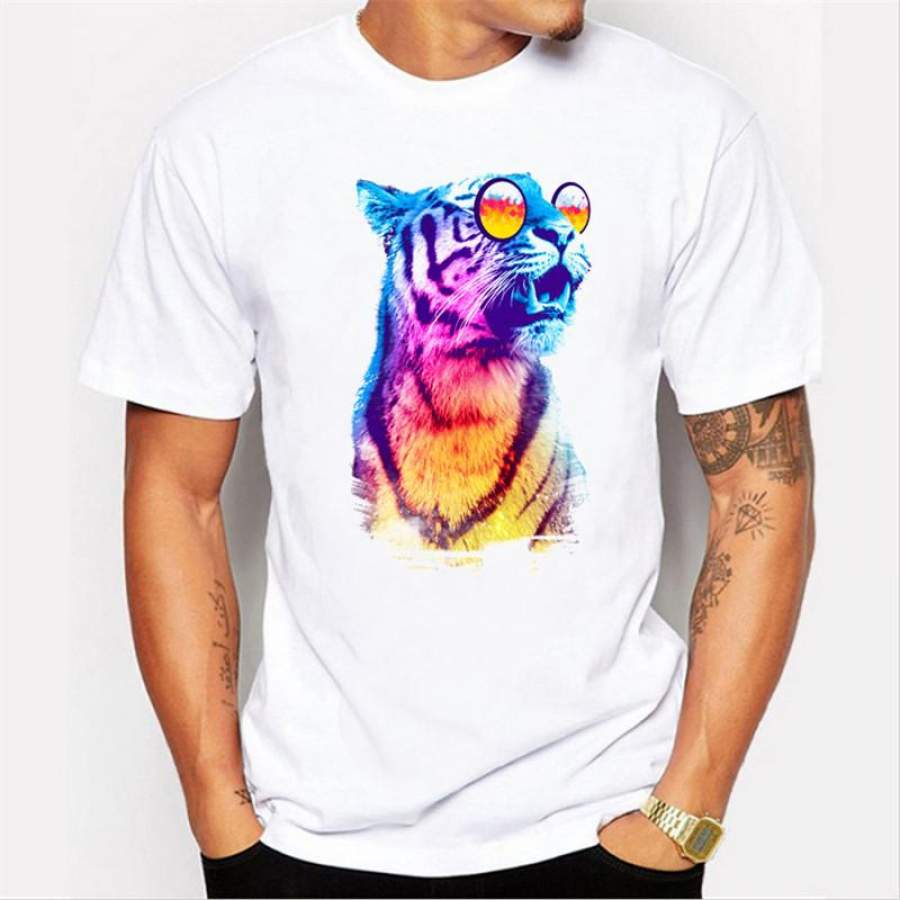 3D Men’s Tiger Print T-Shirt Cool t shirt Men Summer men Short Sleeve White Tops Hipster I’m A Tiger Me Out Tees