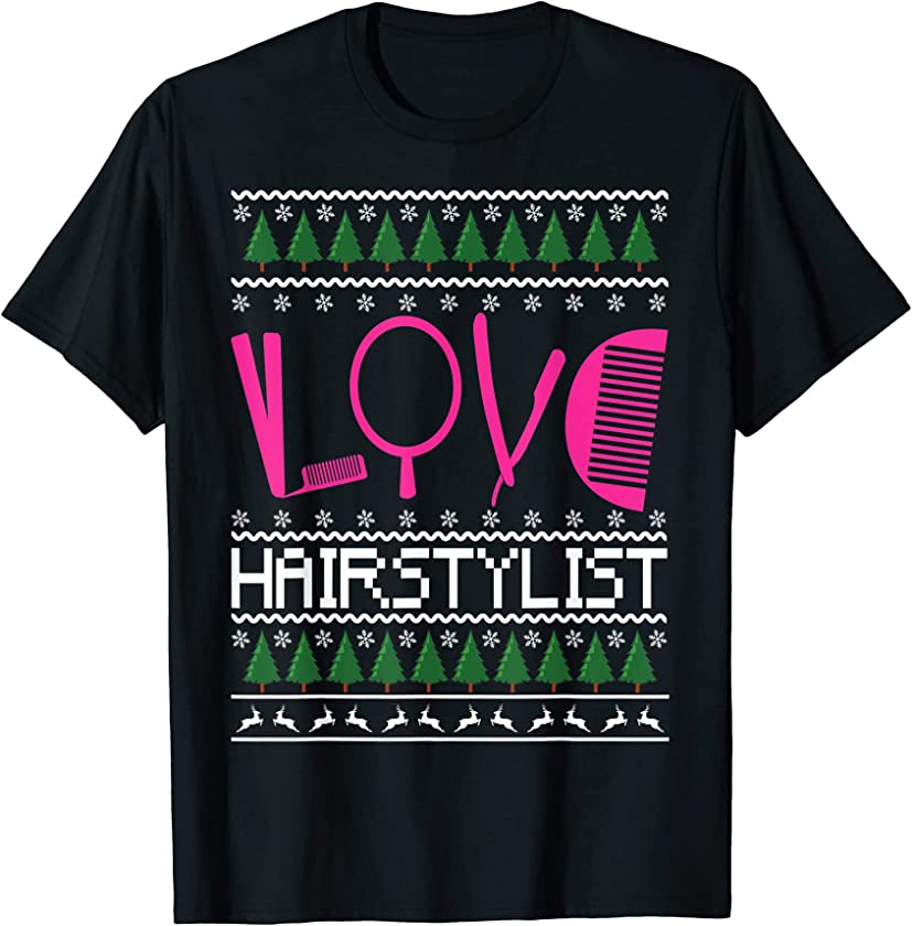 Ugly Christmas Sweater Barber Stylist Hairdresser Hair Cut T-Shirt