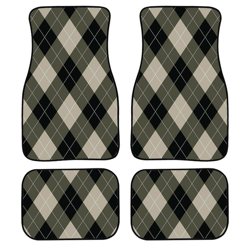 Diamond Shapes Argyle Pattern Print Front And Back Car Floor Mats, Front Car Mat