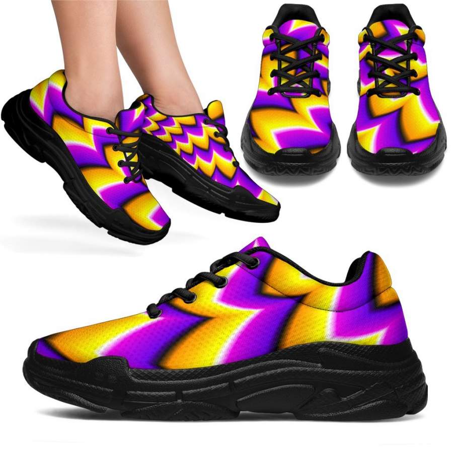 Yellow Dizzy Moving Optical Illusion Chunky Sneakers