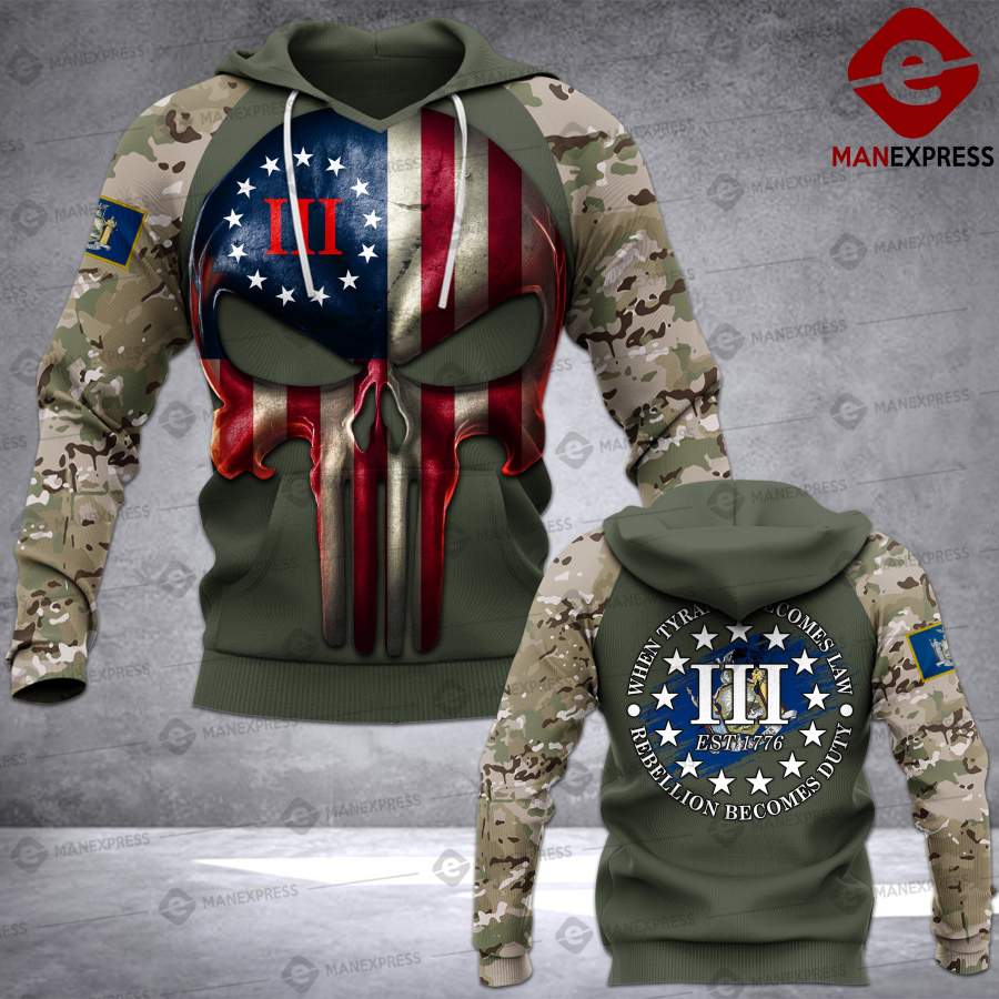 MTP New York THREE PERCENTERS HOODIE + T SHIRT 3D DUTY