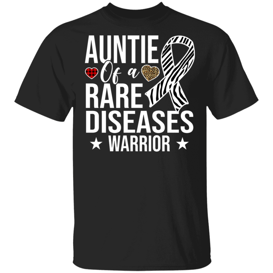 Rare Diseases  Family Shirt Auntie Of A Rare Diseases Warrior Funny Rare Diseases Leopard Buffalo Plaid Family T-Shirt