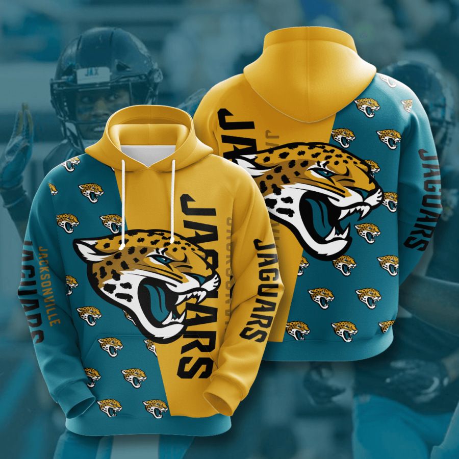 3D DIGITAL PRINT SPORTS SWEATSHIRT PULLOVER HOODIES JACKSONVILLE JAGUARS