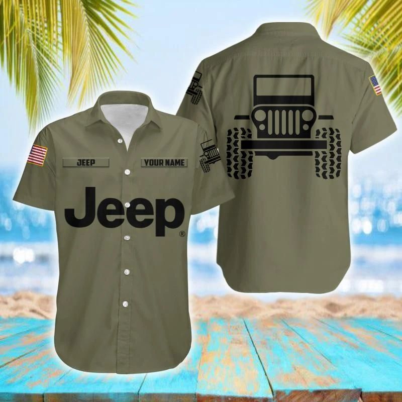 Name Simple Jeep Olive Unisex Hawaiian Shirts