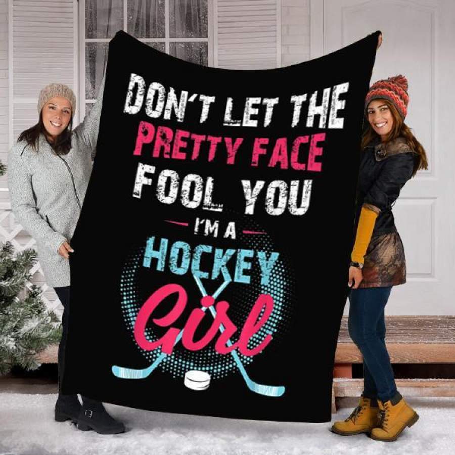 Custom Blanket Ice Hockey Girl Blanket – Perfect Gift For Son – Fleece Blanket