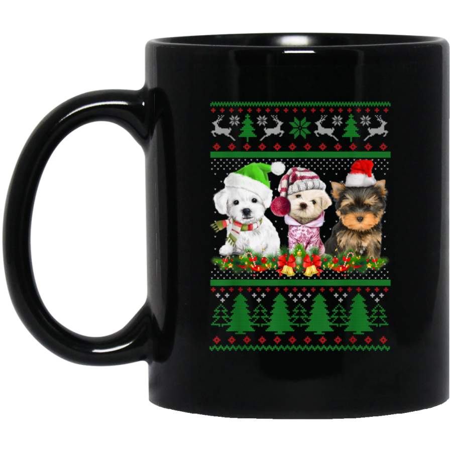 Ugly Christmas Sweater Yorkshire Terrier Dog   11 oz 15 oz Mug Black