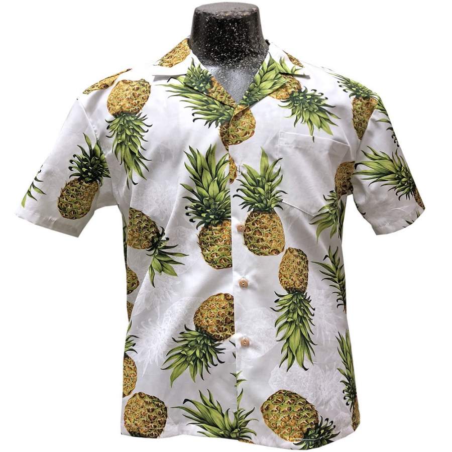 Mr. Pineapple White Hawaiian Shirt - Pinotee Store