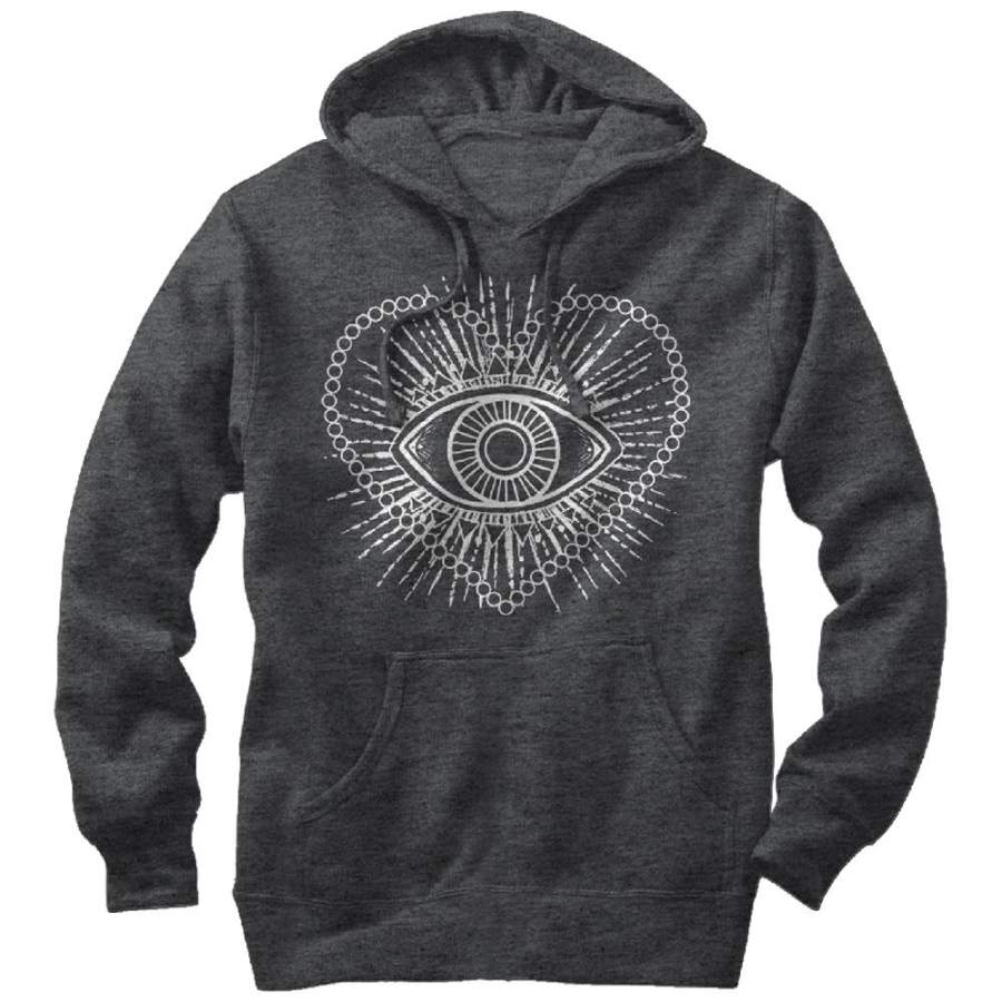 Lost Gods Men’s Heart Eye  Lightweight Hoodie Charcoal Heather