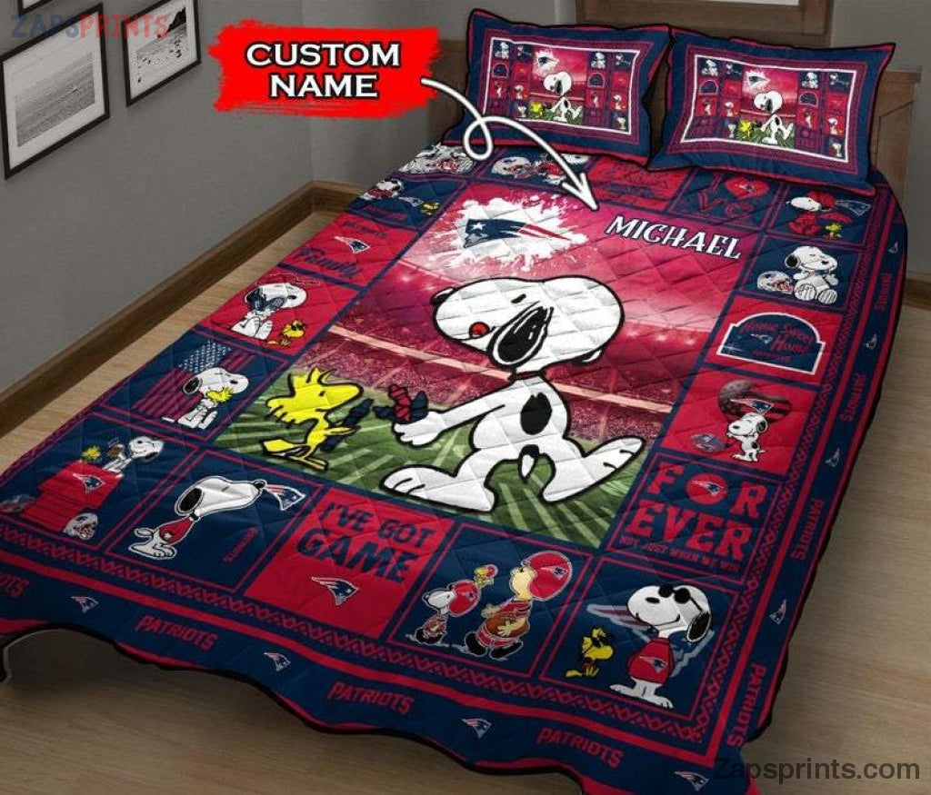 Custom Name New England Patriots Quilt Bed Set