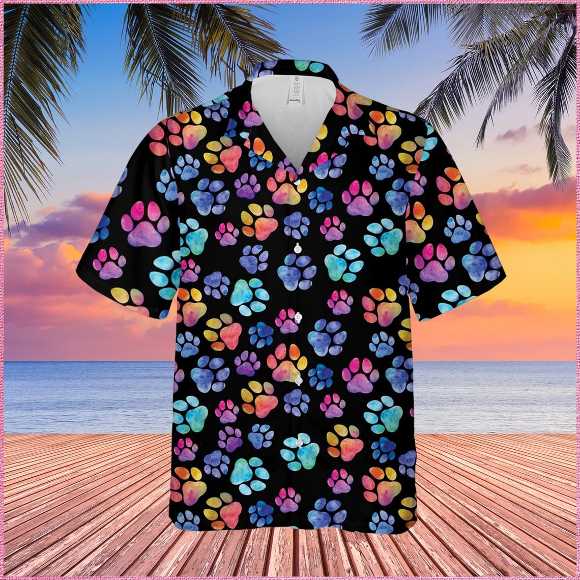 Dog Pawprint Colorful Hawaii Shirt Made In Summer Beach Shirts Ha43175