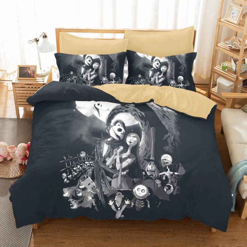 3D Black And White Nightmare Before Christmas 3D Customize Bedding Set Duvet Cover SetBedroom Set Bedlinen