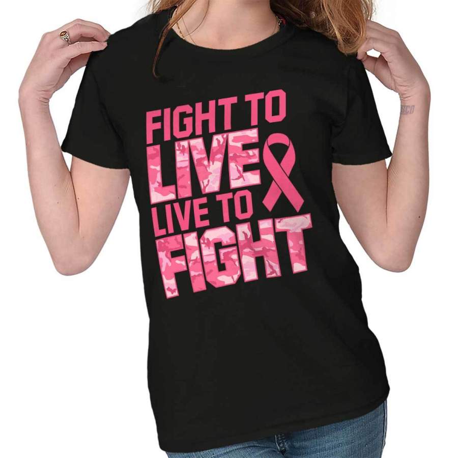 Breast Cancer Awareness Fight Live Fight Ladies T-Shirt