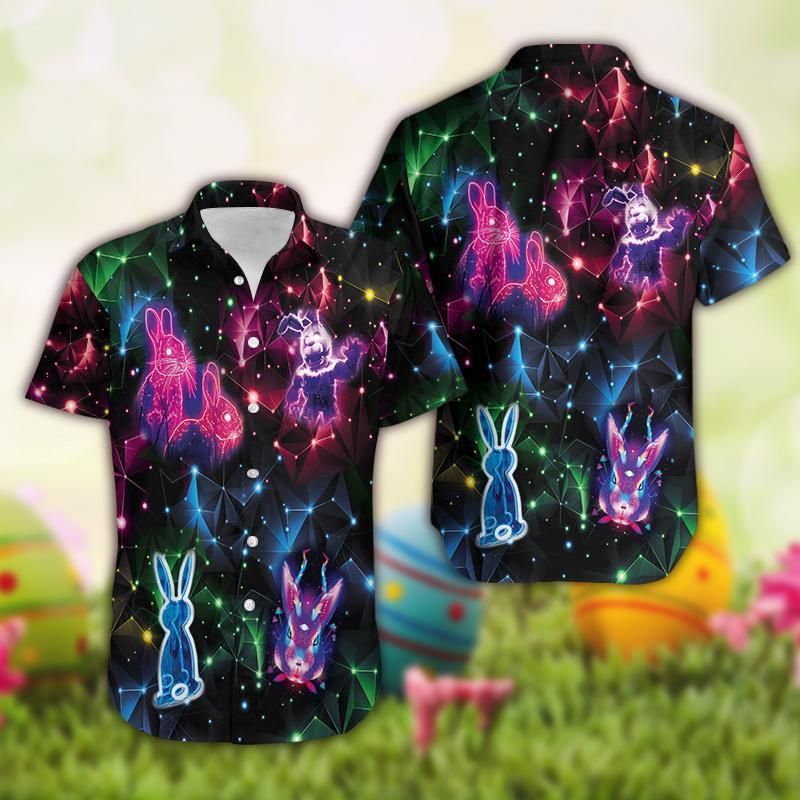 Discover Cool Hawaiian Aloha Shirts Neon Light Bunny On Easter Day 1603Dh