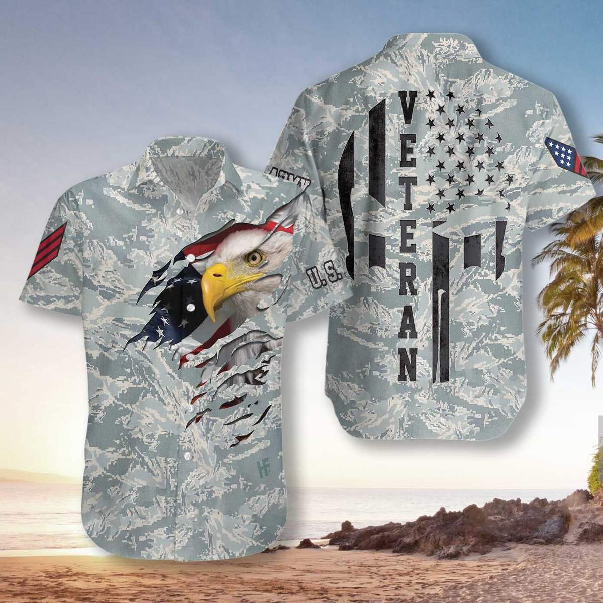 Veteran Proud Us Airforce Camouflage Hawaiian Shirt | For Men & Women | Adult | Hw8411