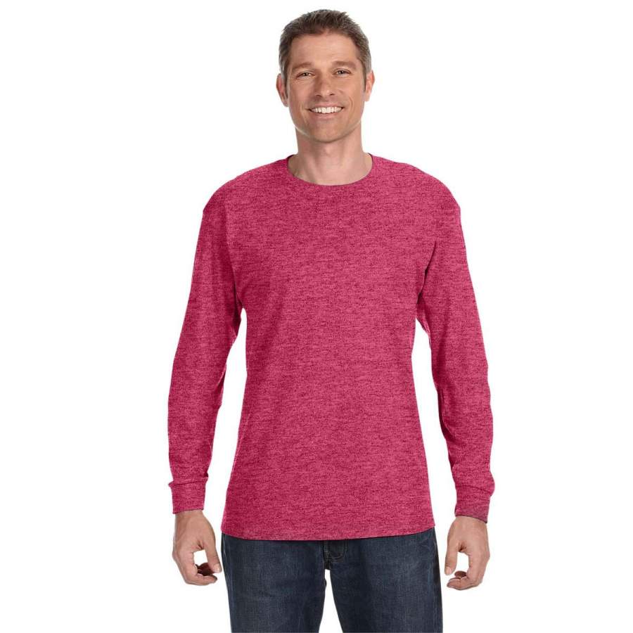 Jerzees Men’s Vintage Heather Red 5.6 Oz Dri-Power Active Long-Sleeve T-Shirt