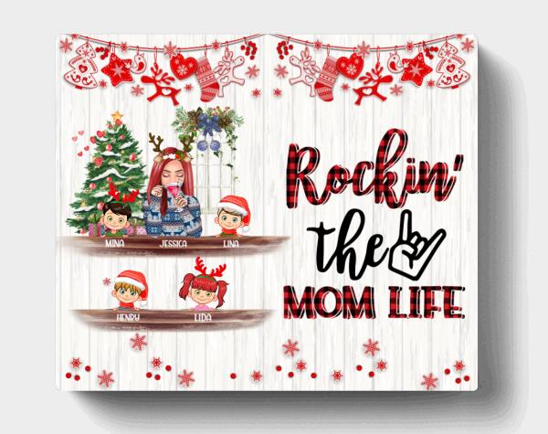 Custom Personalized Mommy And Kids Xmas Canvas – Mom With Upto 5 Kids – Christmas Gift For Mom – T1Ighh