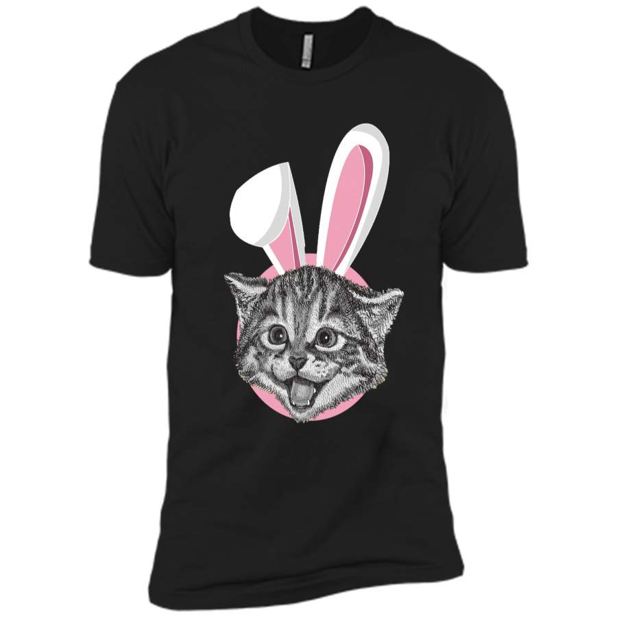 Cat With Easter Bunny Ears Funny Cute Kitten Lover T-Shirt Next Level Premium Short Sleeve Tee