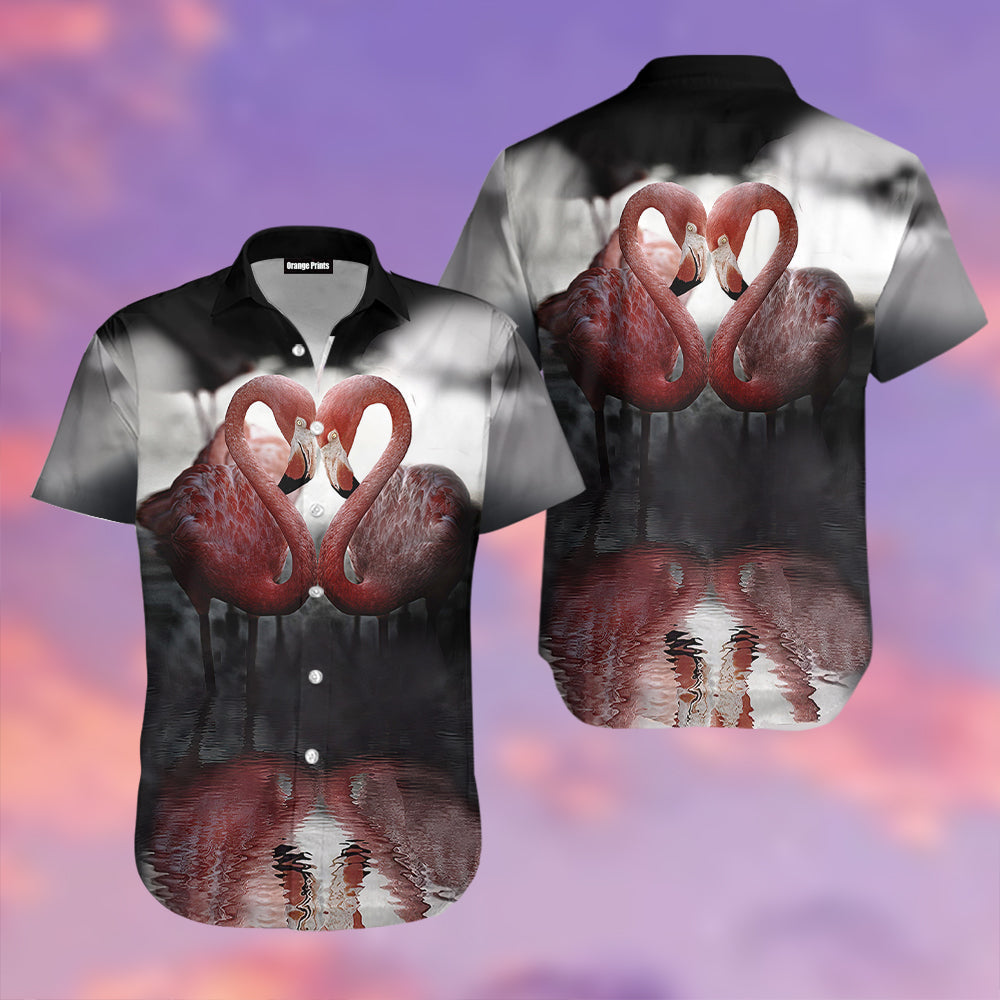 Black Flamingo Heart Aloha Hawaii Shirts For Men And Women Ha462