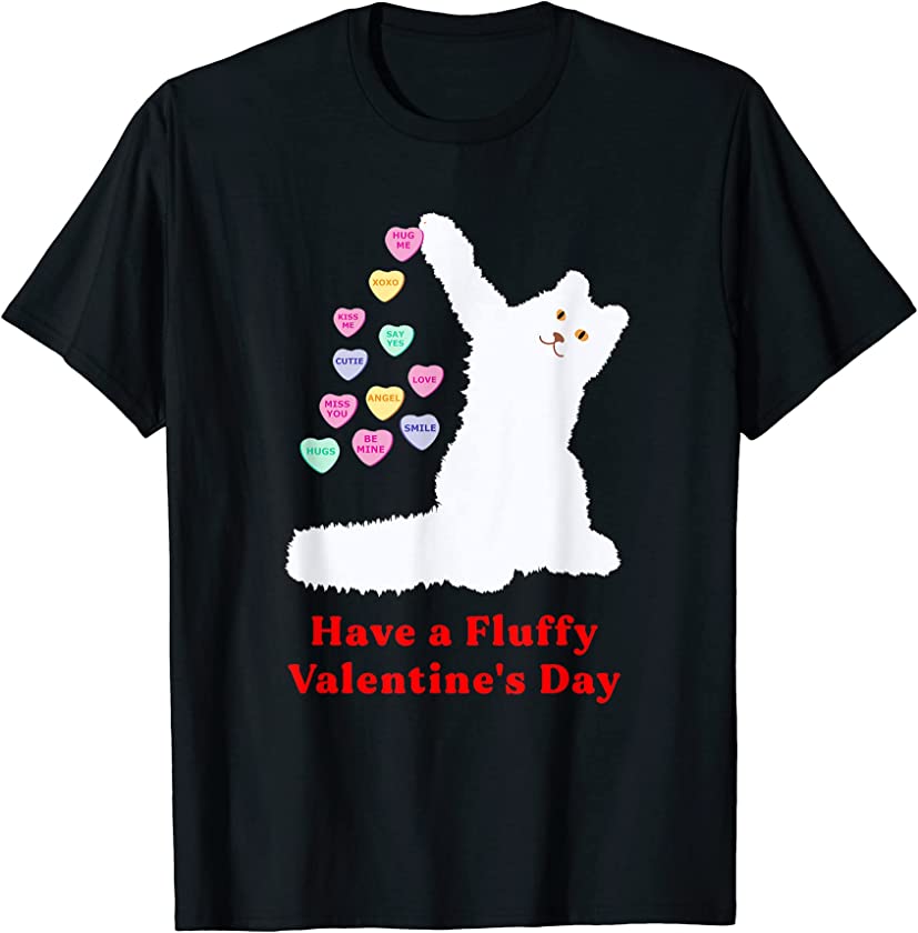 Cat Valentines Day Shirt Fluffy Cat Kitten T-Shirt