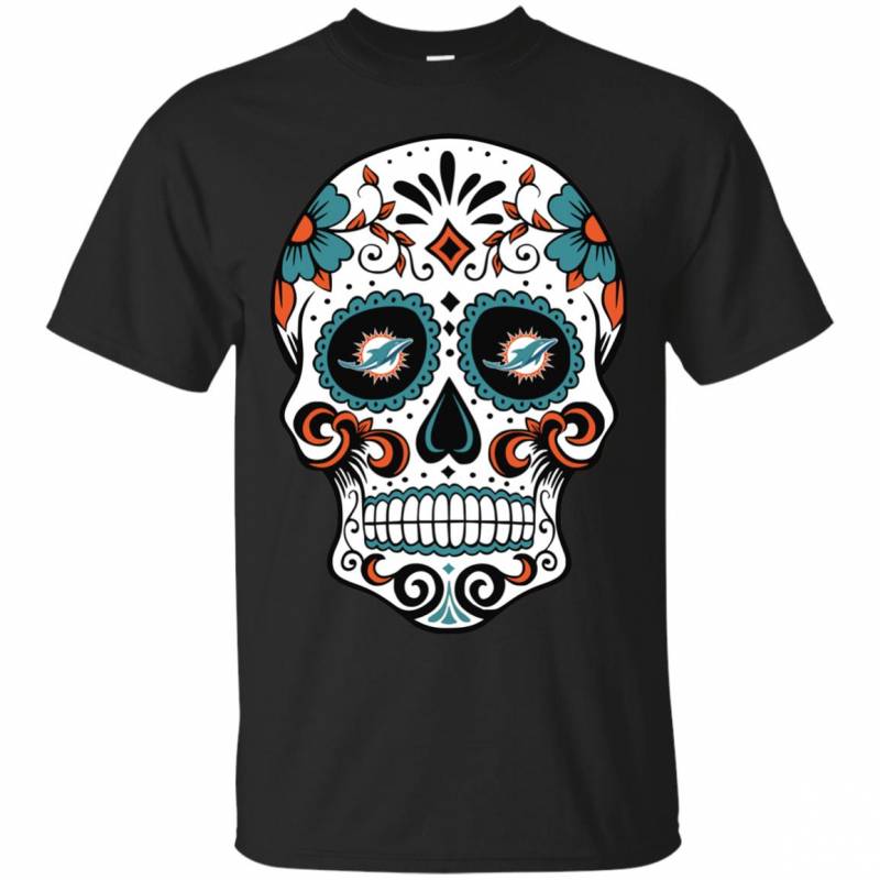 Miami Dolphins Sugar Skull T-shirt Long Sleeve Sweatshirt Hoodie